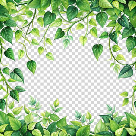 Premium PSD | Jungle vines flowing horizontal border isolated on ...