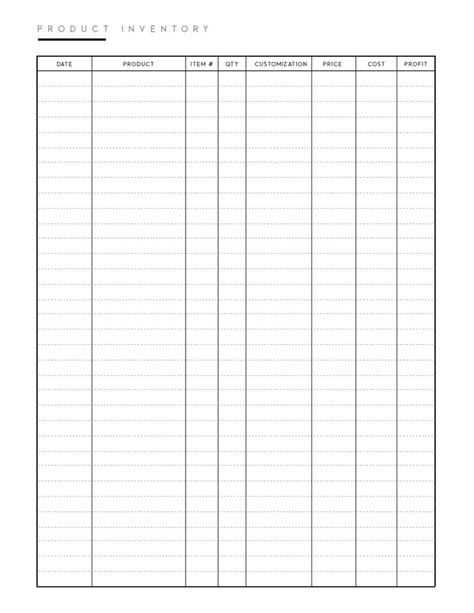 Free Printable Stock List Template Manage Your Product Inventory