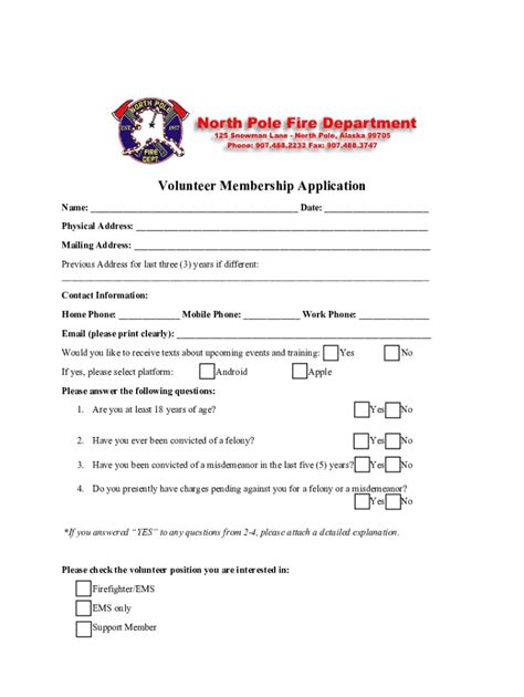 2022 2024 Form AK North Pole Fire Department Volunteer Application