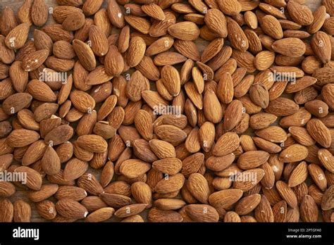 Raw Almonds Photographed From Above Stock Photo Alamy