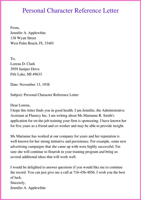 Character Reference Letter For A Friend Pdf Infoupdate Org