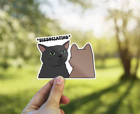 Dissociating Sticker Zoning Out Black Cat Meme Dissociative Sticker