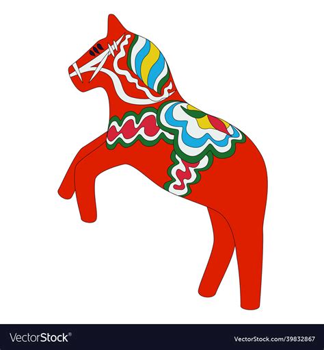 Jumping swedish painted horse Royalty Free Vector Image