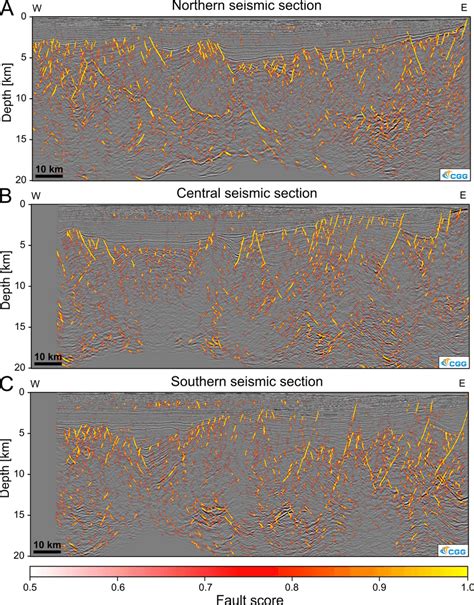 Examples Of Seismic Sections Extracted From Fault Score Volume Of The