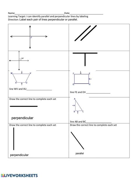 Parallel And Perpendicular Lines Worksheets