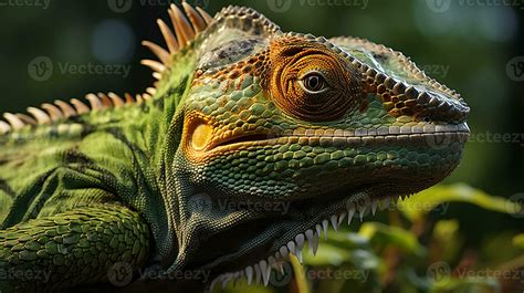 Close-up photo of a Chameleon looking in their habitat. Generative AI ...