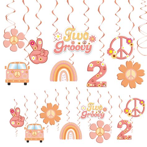 30 Pcs Two Groovy Zs23 Party Hanging Swirls Decorations Groovy