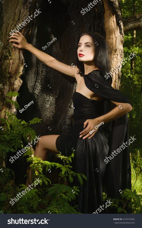 Beautiful Brunette Woman Black Dress Black Stock Photo Shutterstock