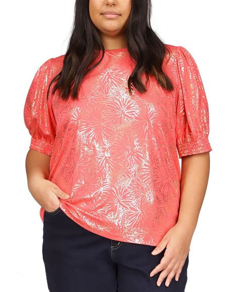 Michael Kors Plus Size Metallic Print Top Macys