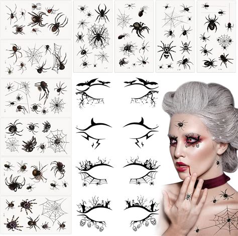 Queekay Halloween Tatouages Autocollants10 Feuilles De Tatouages