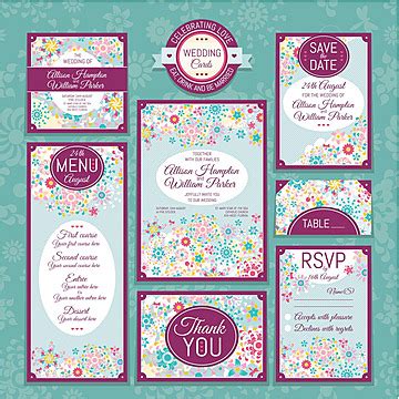 Set Of Retro Wedding Cards Border Engagement Anniversary Vector Border