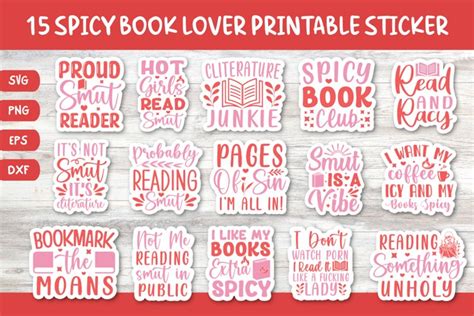 15 Printable Spicy Book Lover Sticker Bundle