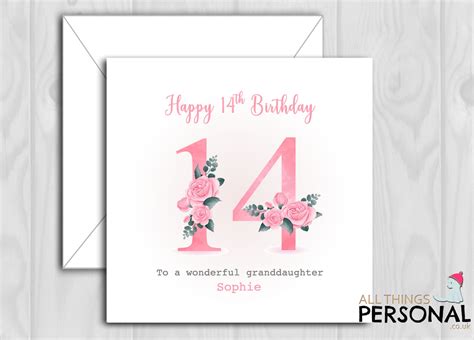 Personalised 14th Birthday Card For Daughter Granddaughter Etsy Uk