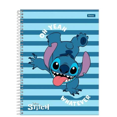 Caderno Universitario Capa Dura Folhas Materias Stitch