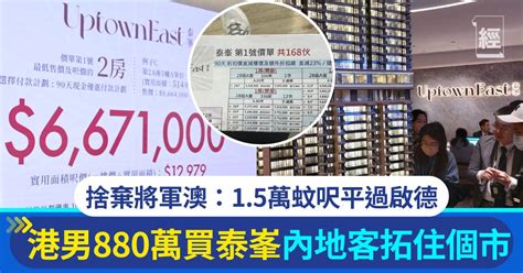 泰峯捧場客880萬掃兩房自住「價錢平過啟德」：相信內地客會托住樓市！