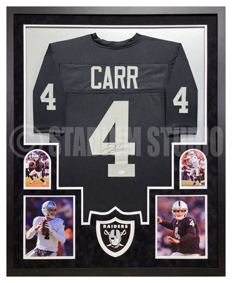 Derek Carr Autographed Framed Raiders Black Jersey - The Stadium Studio