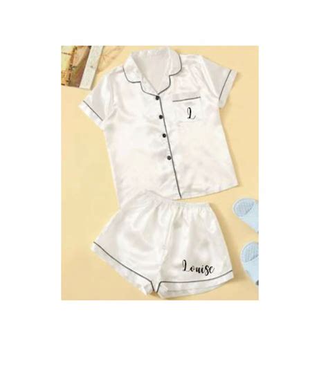 Personalised White Kids Silk Satin Pyjama Set Pjs Etsy