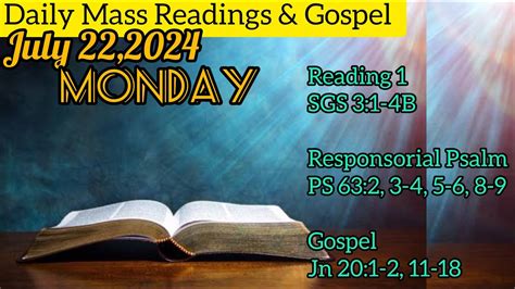 Today S Catholic Mass Readings And Gospel Monday July