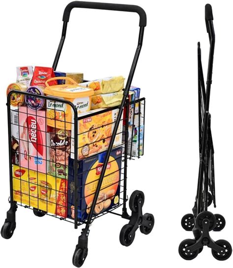 Grocery Shopping Cart With Rolling Swivel Wheels Stair Climber