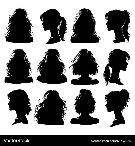 Silhouette Set Of A Person Head And Shoulders Vector Image