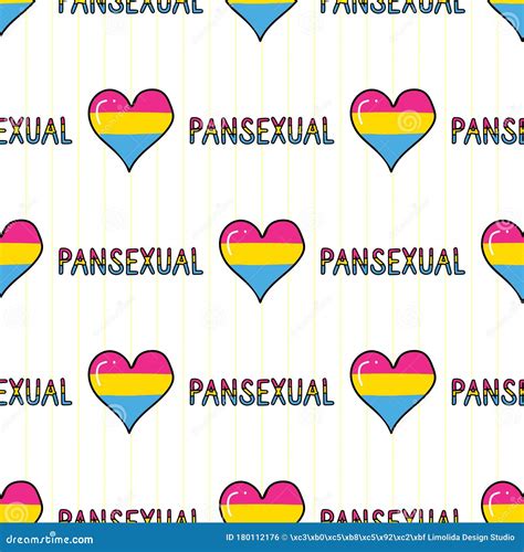 Cute Pansexual Heart With Text Cartoon Seamless Vector Border Hand