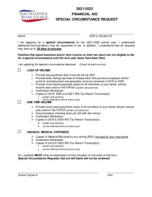 Fillable Online Special Circumstances Application For