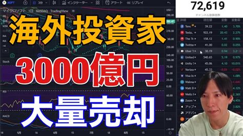 【84】海外投資家が日本株を3000億円大量売却。日経平均急騰で利食い先行か？トヨタ決算後急落。米国株は上昇継続。gafamも強い。円安再