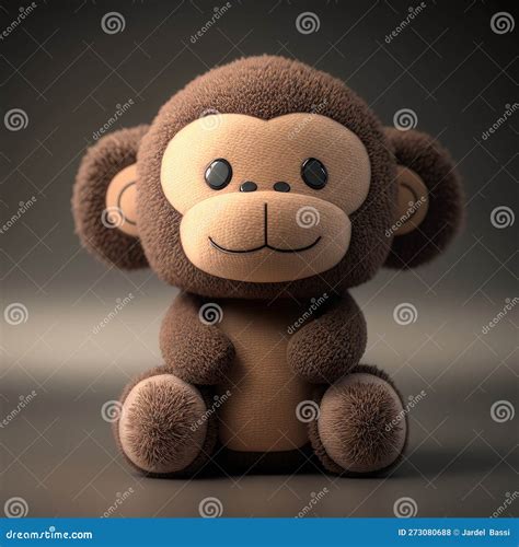 Hang In There Adorable Monkey Plush Toy For Kids Stock Illustration