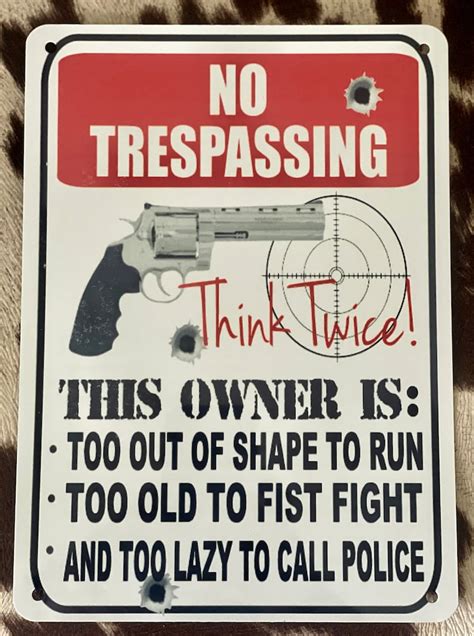 Funny No Trespassing Metal Sign Etsy