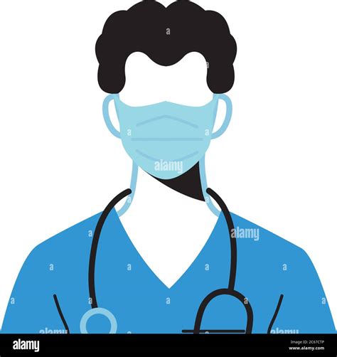 Male Doctor Wearing Surgical Mask Vector Illustration Design Stock Vector Image And Art Alamy