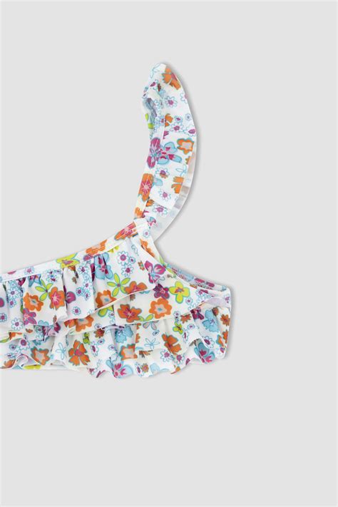 Ok Renkli K Z Ocuk Gen K Z K Z Ocuk Desenli Tek Omuzlu Bikini Tak M Defacto