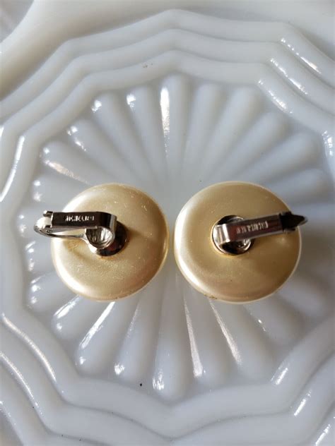 Vintage Richelieu Faux Pearl Clip On Earrings Designe Gem