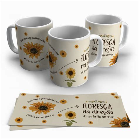 Caneca Porcelana Girassol Elo Produtos Especiais