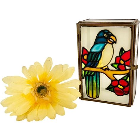 Vintage Parrot Jewelry Box Stained Glass Parrot Jew Gem