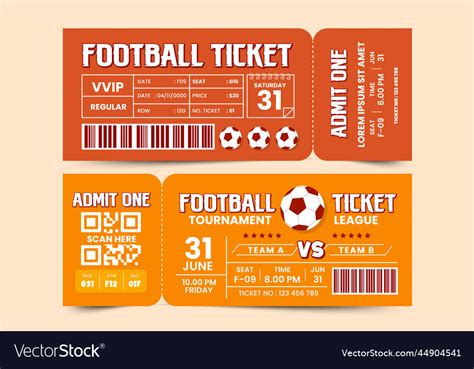 Football Tournament Sport Event Ticket Design Vector Image