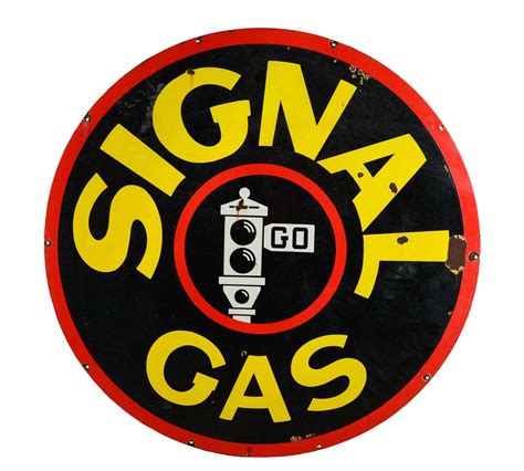 Lot Detail Round Porcelain Signal Gasoline Sign