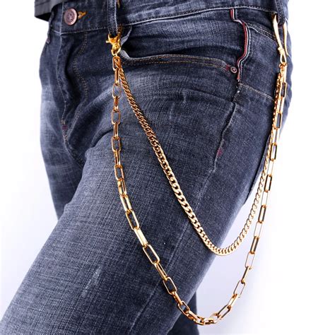 Buy New Fashion 2017 Hiphop Punk Waist Chain Jewelry 2 Layer Gold Color Cuban