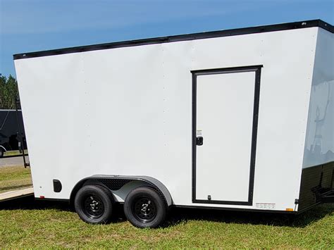 7x14ta White Enclosed Trailer With Blackout Trim Xtrm 1681 American Trailer Pros Cargo