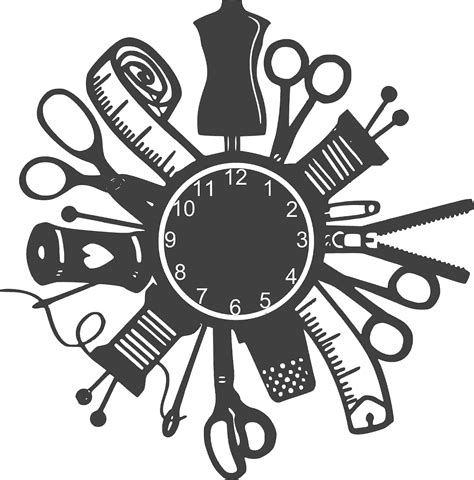 Laser Engraving Tailor Shop Wall Clock Vector File Vectors File