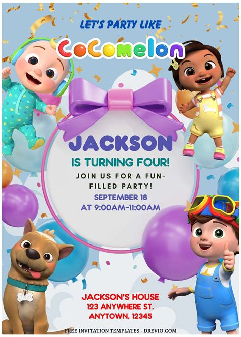 Free Editable Pdf Cocomelon Wonderland Birthday Invitation Templates