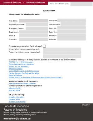 Fillable Online Med Uottawa Access Card And Keys Request Form Fax Email