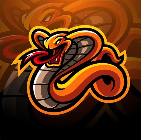 Diseño de logotipo de la mascota de cobra esport Vector Premium