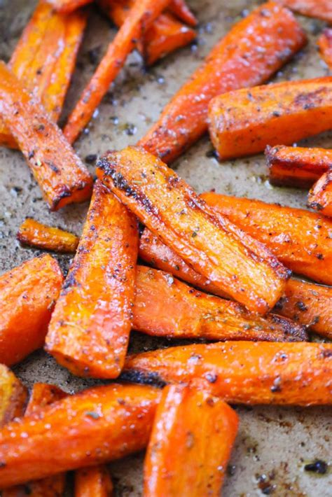 Close Up Of Oven Roasted Carrots Roasted Vegetable Recipes Veggie Recipes Cooking Recipes