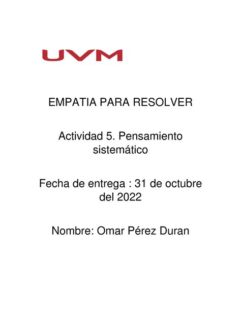 Actividad 5 Empatia PARA Resolver EMPATIA PARA RESOLVER Actividad 5