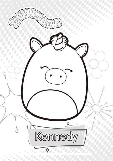 Smiling Kennedy The Unicorn From Squishmallow Coloring Page Coloring