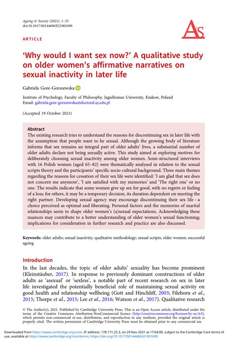 Pdf ‘why Would I Want Sex Now A Qualitative Study On Older Womens