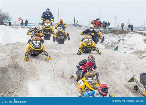 Sport Racing on Snowmobiles Editorial Image - Image of driving ...