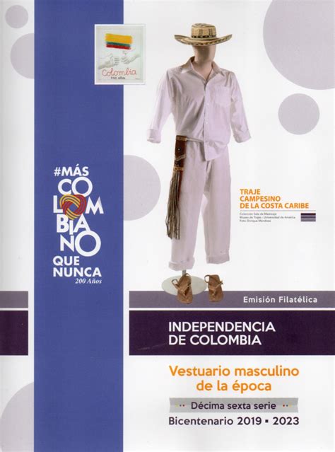 Emisión postal Independencia de Colombia Vestuario masculino de la