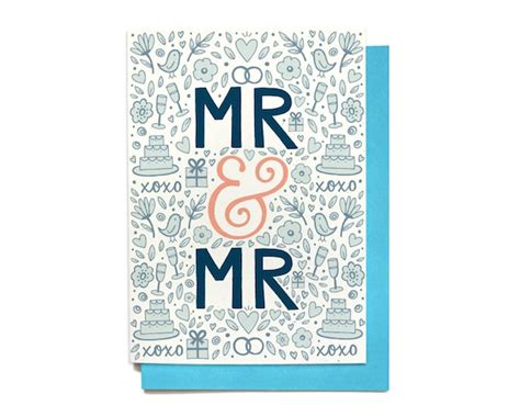 Gay Wedding Card Mr And Mr Wedding Congratulations Wedding Etsy