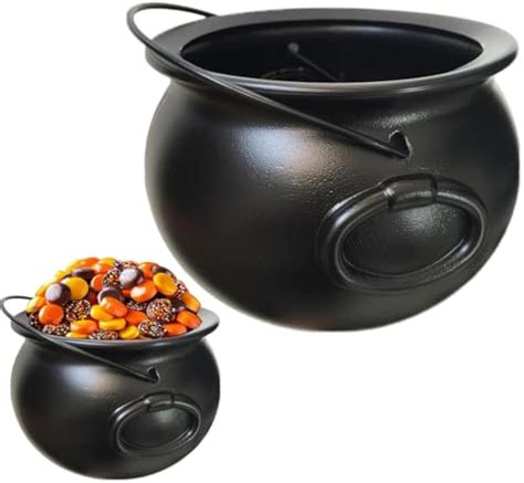 Halloween Plastic Cauldron Black Candy Bowl Large Witch Cauldron Pot